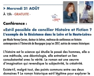 Extrait du programme de la conférence concilier histoire et fiction